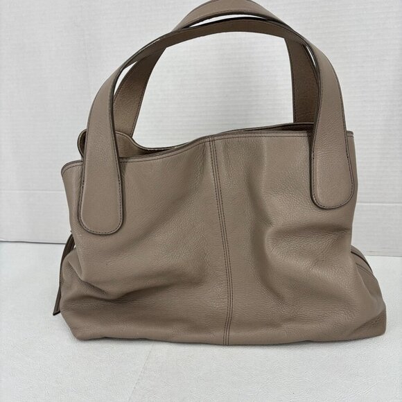 Fossil Maya Satchel Handbag Beige Leather Multi Compartment Zip Magnetic Snap - Picture 5 of 12